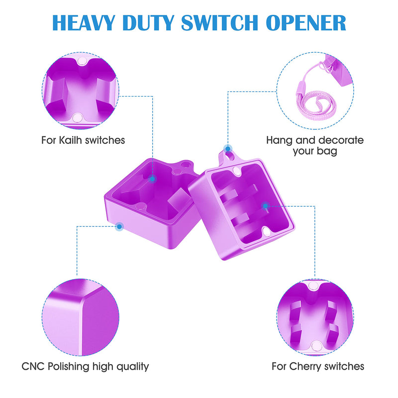 HONKID Switch Opener Aluminum Keyboard Switch Opener for Cherry MX Gateron Kailh Outemu and Panda Mechanical Switches with Metal Magnet (Purple) purple