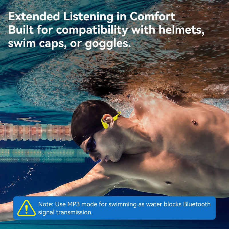Full-Coverage Liquid Silicone Swimming Headphones, IP68 Waterproof Underwater Headphones, Bluetooth 6.0&MP3 with 32GB Memory Card, Soft/Skin-Comfortable Open Ear Bone Conduction Swim Earbuds
