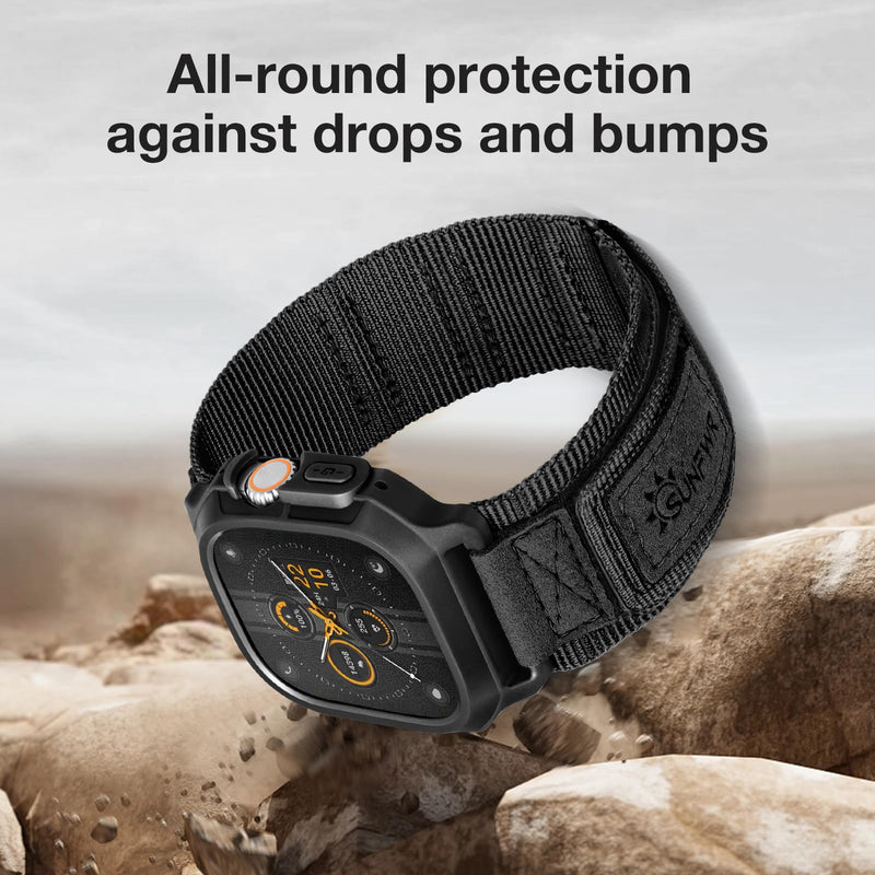Bundle of the Rugged Nylon Velcro Apple Watch Band (Black-BlackTags/Grey)
