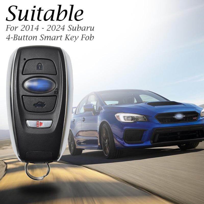 Vitodeco Leather Smart Key Fob Case Cover Compatible with Subaru Forester, Impreza, Outback, WRX, BRZ, XV Crosstrek, Ascent, Solterra 2014 - 2024 (4-Button, Black) 4-Button