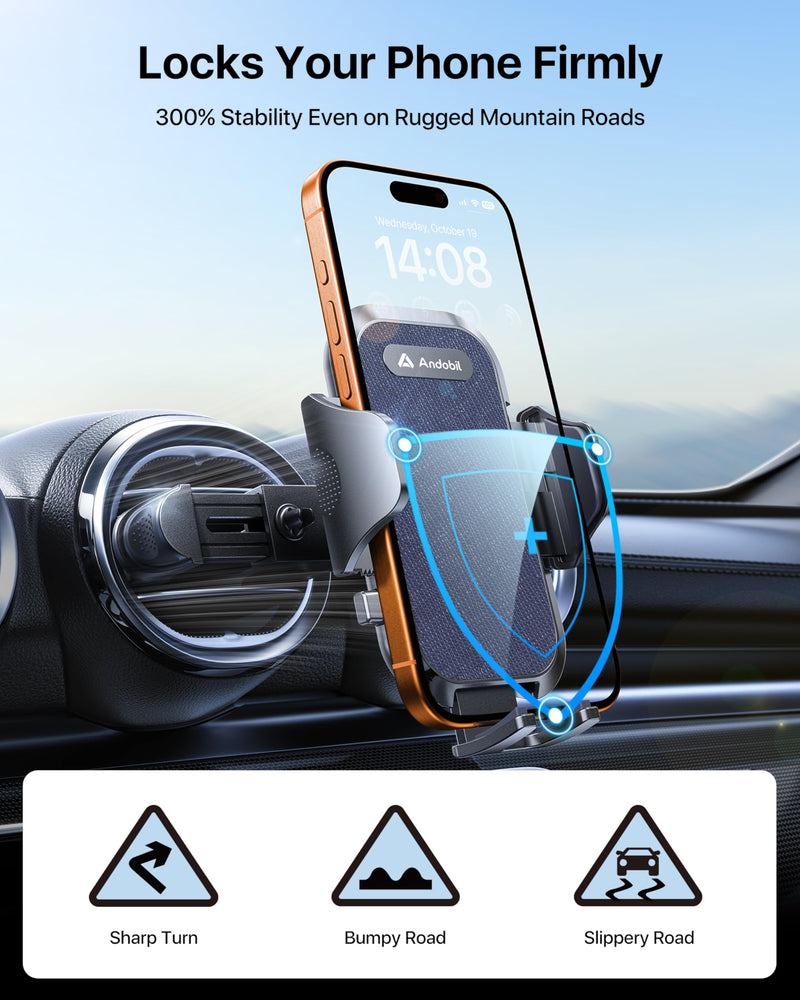 andobil Universal Car Phone Holder [Round Vent Friendly] Phone Mount for Car Circle Vent, Sturdy Clip 360° Rotation Cell Phone Car Holder Mount for Ford Mercedes Benz Toyota fit iPhone Samsung Blue