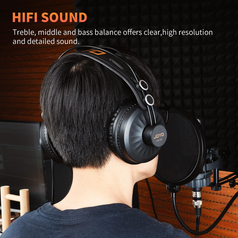JOYO Studio Headphones Monitor Headphone for Recording Over Ear Noise Canceling for Guitar Cellphone Mixer Amplifier Podcast DJ and Keyboard Piano (JMH-02) Over-Ear Monitor Gray