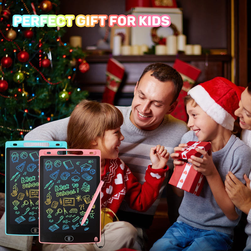 LCD Writing Tablet, 2 Packs Drawing Pads for Kids 3 4 5 6 Years Old 8.5 Inch Colorful Lines Doodle Scribble Boards Educational Toys for Boys Girls Pink+Blue
