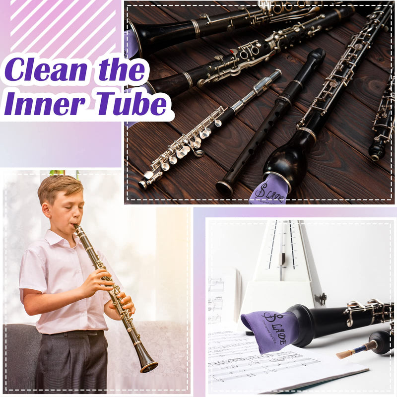 [AUSTRALIA] - 4 Pcs Clarinet Swab Cloth Clarinet Cleaner Clarinet Cleaning Cloth Swab for Inside Tube Suitable Clarinet Piccolo Flute Sax Saxophone (Purple) Purple 