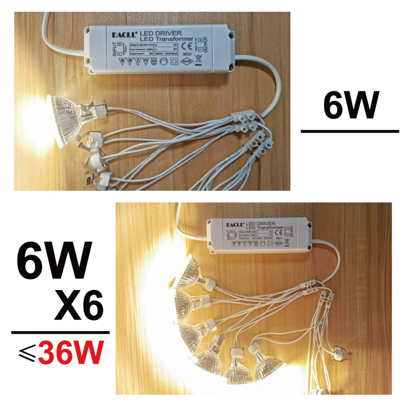 EACLL GU5.3 LED Cool White 6 W Replaces 50 W Halogen MR16 Bulb, Pack of 6, 595 Lumen 6000 K Bulb, AC/DC 12 V Flicker-Free Spotlight, Beam Angle 120 Degree Spot, Non-Dimmable Reflector Lamps 6000 K Cool White Light 6 pcs (pack of 1) 6w