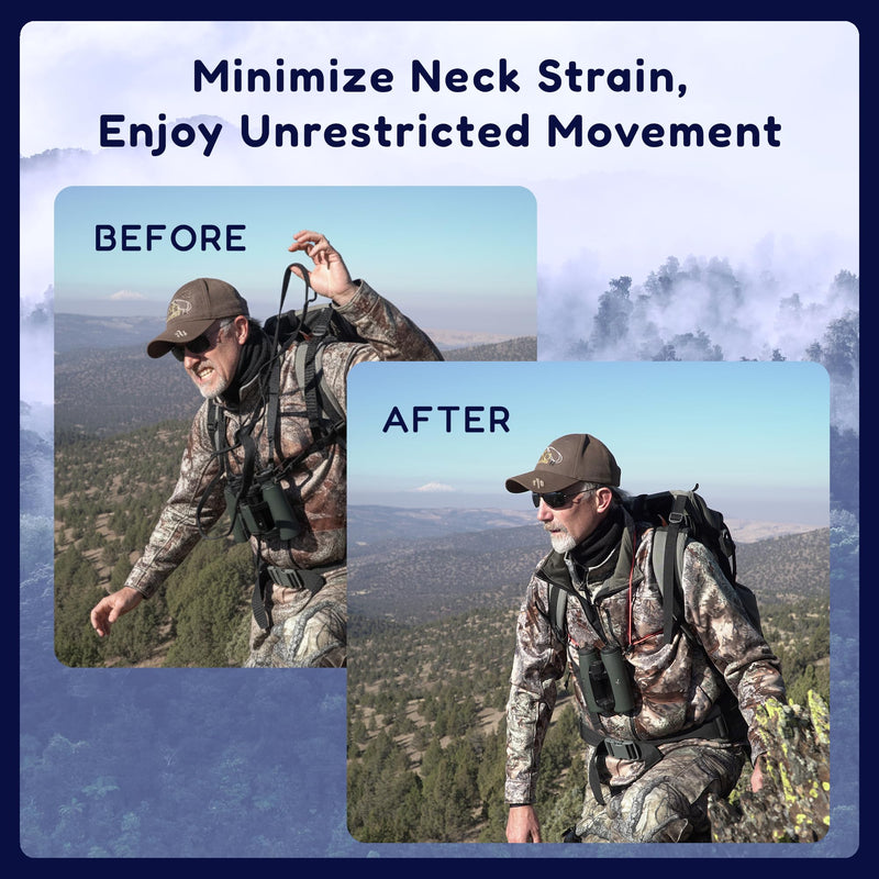 [AUSTRALIA] - Rick Young Outdoors Premium Binocular Harness - Adjustable Chest Strap for Hunting, Birding & Hiking - Comfortable Waterproof Quick-Release System (Black) Black 