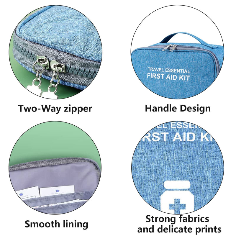 Seasboes Pack of 2 Medicine Bag, Large Capacity Emergency Bag, Medicine Bag, Empty First Aid Bag, Waterproof Medicine Storage Bag for Home, Travel, Office (Large + Small), sky blue, Casual