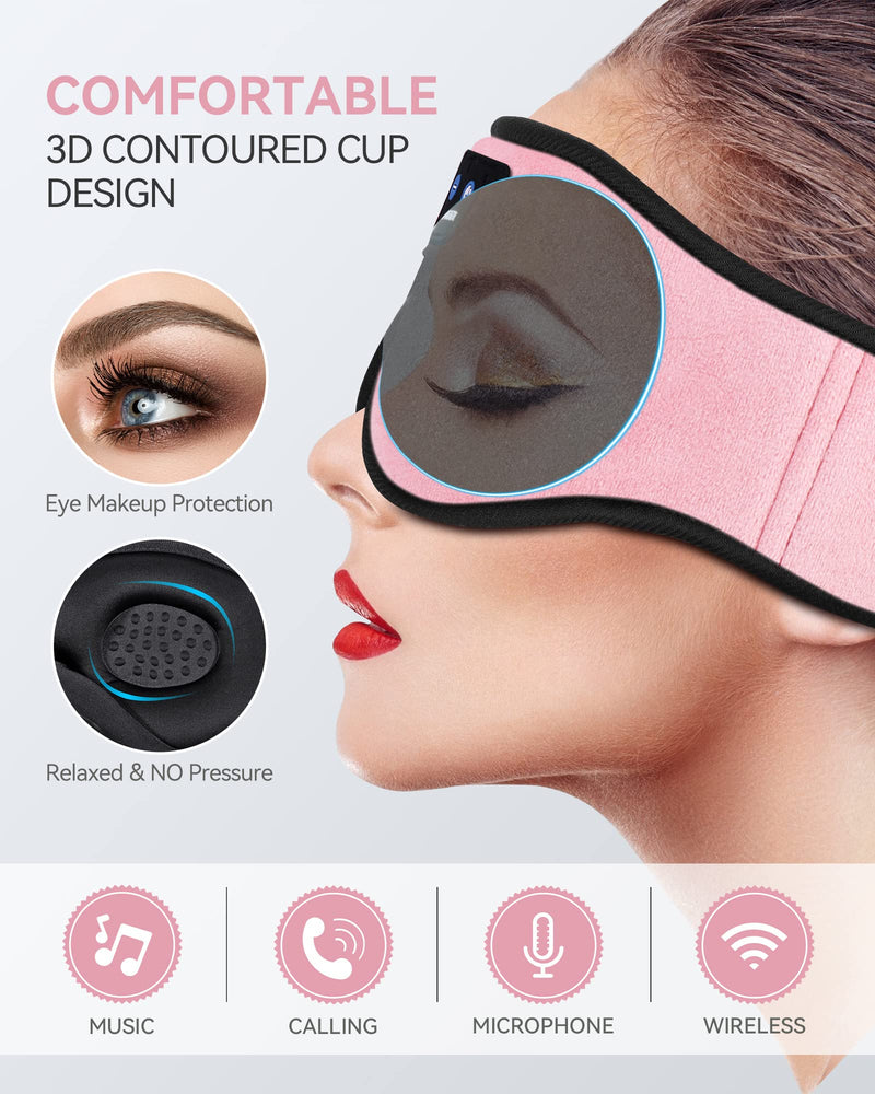 MUSICOZY Sleep Headphones Breathable Bluetooth 5.4 Headband 3D Sleeping Headphones, Wireless Eye Mask Sleep Earbuds for Side Sleeper Women Office Air Travel Cool Tech Gadgets Unique Gifts