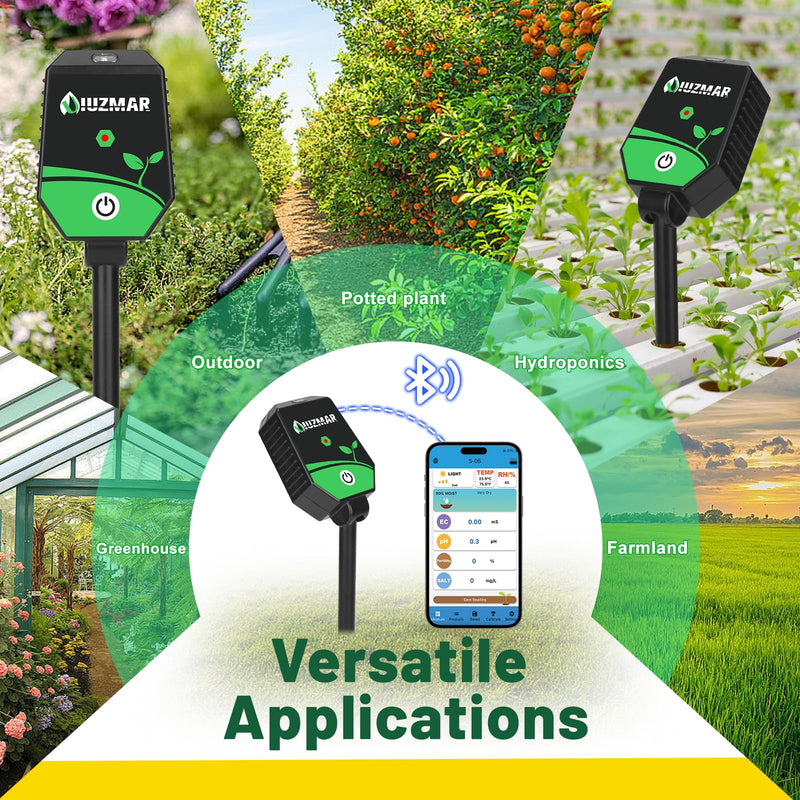 [AUSTRALIA] - UIUZMAR Soil pH Meter Soil Moisture Meter 8 in 1 Fertility Salt Moisture pH EC Light Humidity Temp Accurate Soil pH Test Kit for Garden and Hydroponics 8 in 1 Soil Meter 