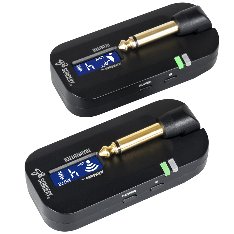 Sondery Wireless Transmitter Receiver System 5.8GHz with Display Screen for Easy Monitoring for Guitar Bass Keyboard Multi Instruments 24-bit High-Quality Audio Ultra-Low Latency Rechargeable