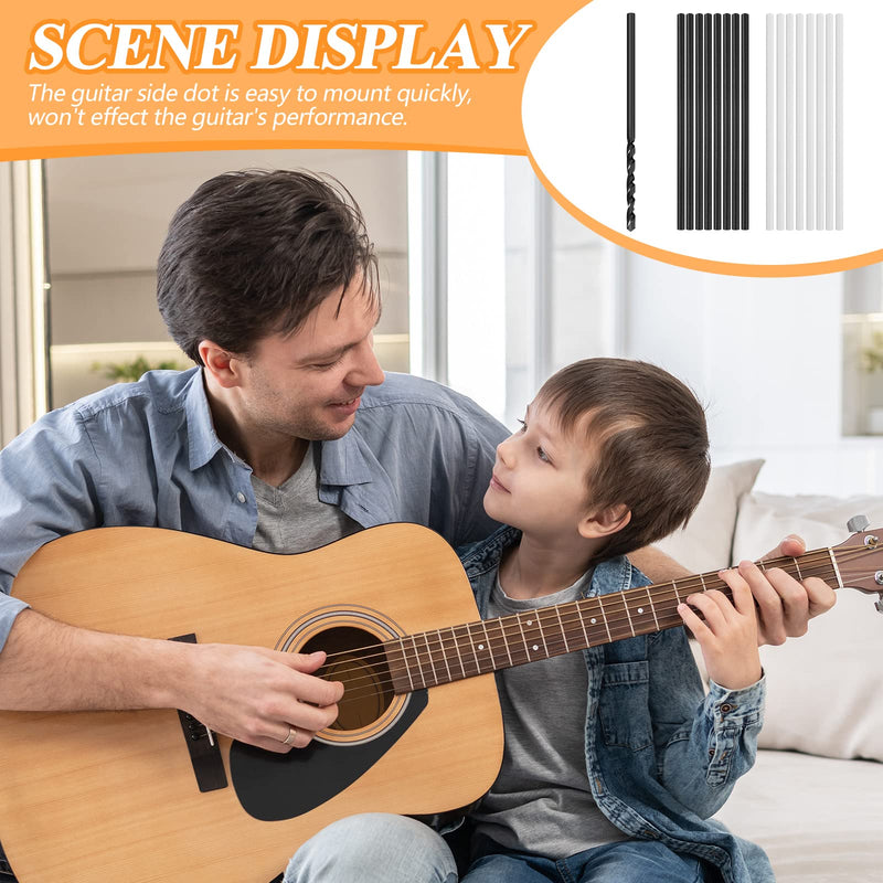 100 Pcs 50 x 2 mm Guitar Fingerboard Side Marker Fingerboard Side Dot with 2 mm Diameter Drill Bit Tools and a Box Music Instrument Inlay Dots Bass Guitar Kit Performance Accessory for Beginners