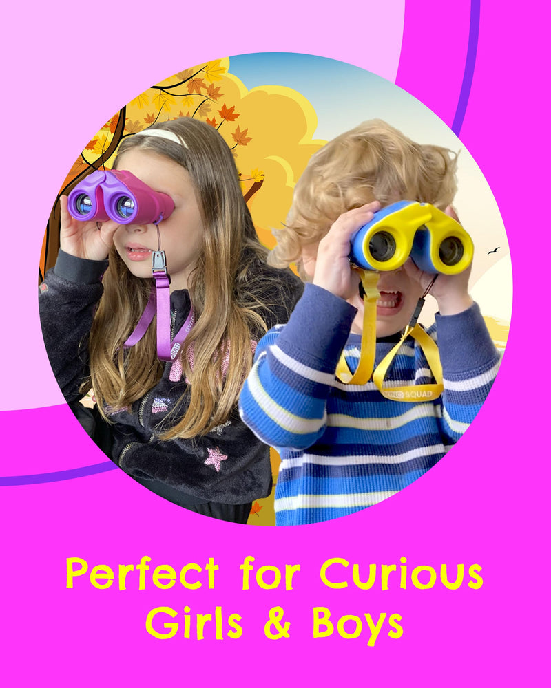 Kids Binoculars 8x21 Focus-Free Pink – Shockproof Outdoor Adventure Gear for Girls & Boys Ages 3-12 – No-Adjustment Point & Look Design, Real 8X Magnification STEM Toy for Bird Watching, Hiking Pink/Purple