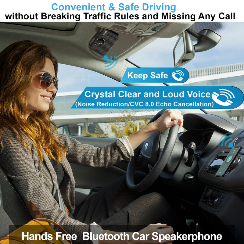 [AUSTRALIA] - Bluetooth 5.3 Car Speaker, Handsfree Cell Phone Automobile Speakerphones, Support Siri Google Voice Assistant/Motion AUTO ON, Bluetooth Visor Speakerphone Wireless Car kit 
