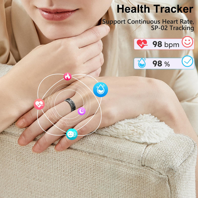 Yihou Smart Ring Heart Rate Monitor Sleep Tracker Fitness Rings Step Counter Pedometer Waterproof Health Vintage Smart Rings for Men Women Unique Anillo Inteligente, No Subscription Fee #9