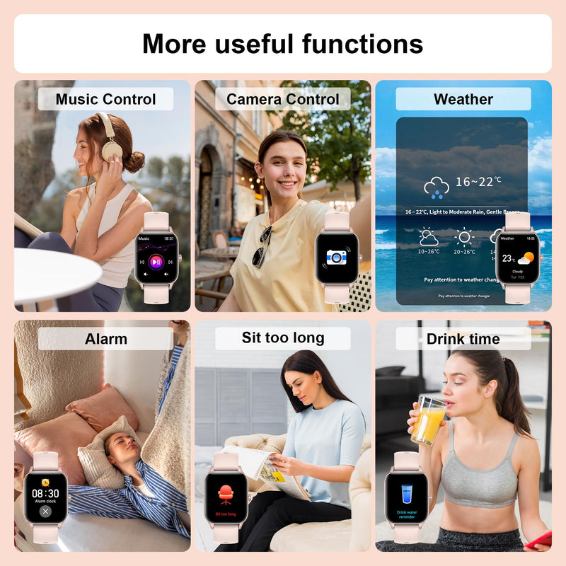 Smart Watches for Women,1.85" Fitness Tracker Watch Answer/Make Call,IP68 Waterproof Fitness Watch with Sleep/Step/Heart Rate/SpO2 Monitor, 120+ Sport Modes Smartwatch for Android iOS Rose Gold