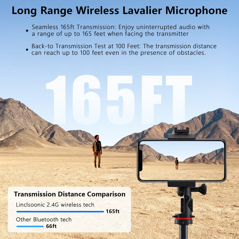 [AUSTRALIA] - Wireless lavalier Microphone，Mini Microphone AI Noise Cancel Vocal Type-C & Lightning Plug-Play 36H with Sound Modules Charging Case,165ft Clip-on Processors Lapel Mic for All Iphone,Android,Tablet 