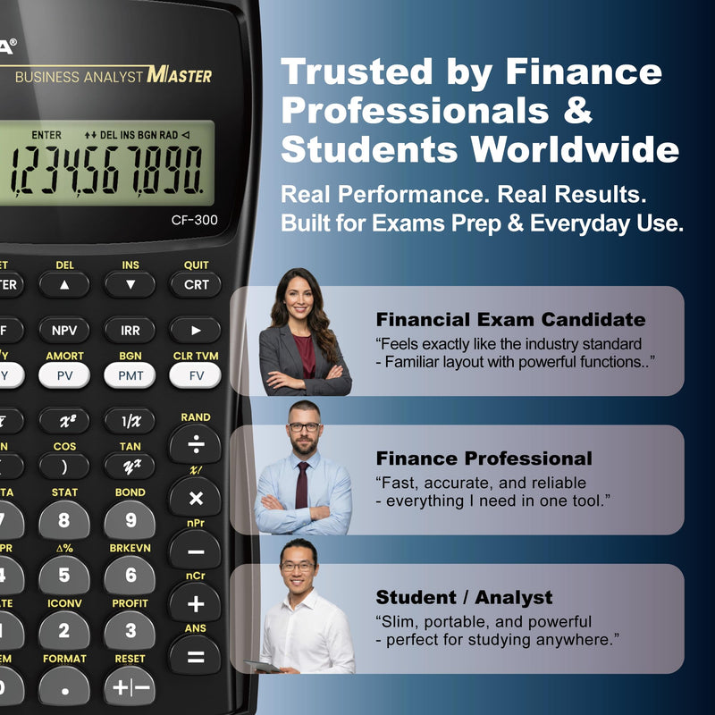 CATIGA Financial Calculator Business Analyst Master, TVM, IRR, NPV, Cash Flow, Amortization & Break-Even, Perfect for Real Estate, Banking, Accounting & Finance Professionals, 10-Digit LCD, CF-300