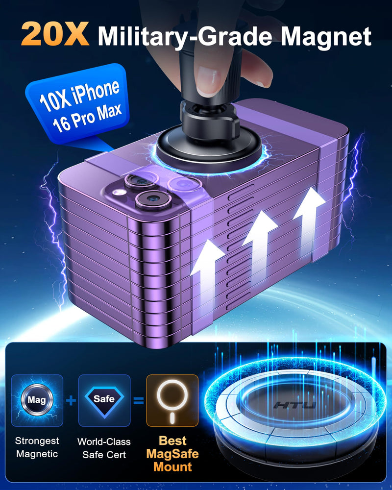 [True Military-Grade] 2026 New Upgraded Magnetic Car Mount Vent for MagSafe | 【Strongest Magnet & Metal Hook】Phone Holder Car for iPhone 17 16 15 14 13 Android【Patent & Safety Certs】, Non-Charging, Black