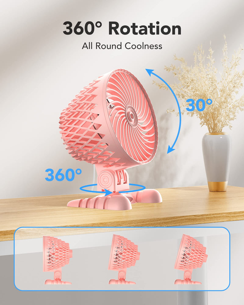 USB Desktop Small Fan, Stepless Speed Adjustment with Multiple Speed Levels, Portable Plug-in Personal Mini Fan,Quiet Powerful Airflow,Suitable for Office Home Dormitory Bedroom, 4.9 Feet Long Cable Pink