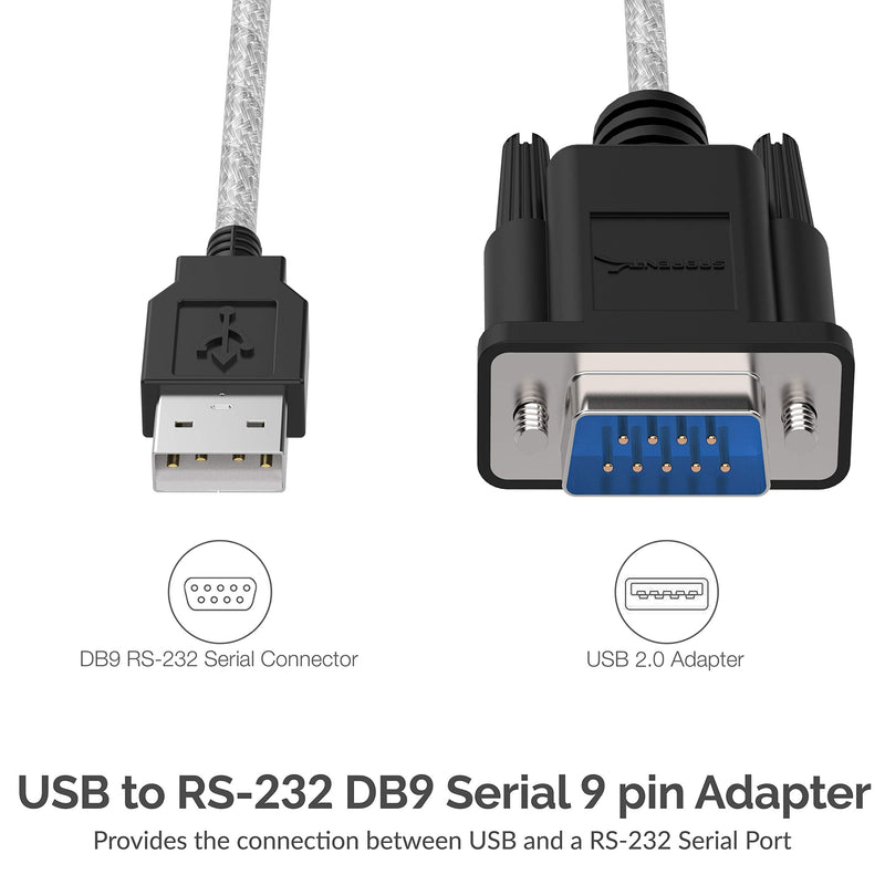 SABRENT 6-FT USB to RS-232 DB9 Serial 9 pin Adapter (Prolific PL2303) SBT-USC6K