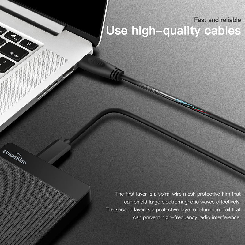 UnionSine 500GB Ultra Slim Portable External Hard Drive HDD-USB 3.0 | for PC, Mac, Laptop, PS4, Xbox one, Xbox 360-(Black) Black