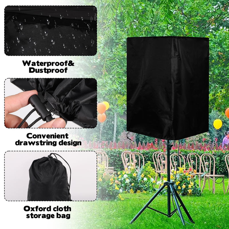 2 Pack 15 Inch Outdoor Speaker Covers, Black UV Protection PA/DJ Speaker Covers for Powered Speaker Mounted on Stand Oxford Fabric Speaker Protective Covers for Waterproof Dustproof