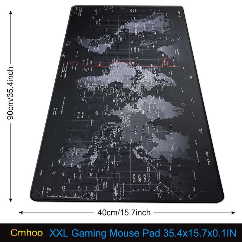 Cmhoo XXL Professional Large Mouse Pad & Computer Game Mouse Mat (35.4x15.7x0.1IN, Map) (90*40 Map) 35.4x15.7x0.1IN