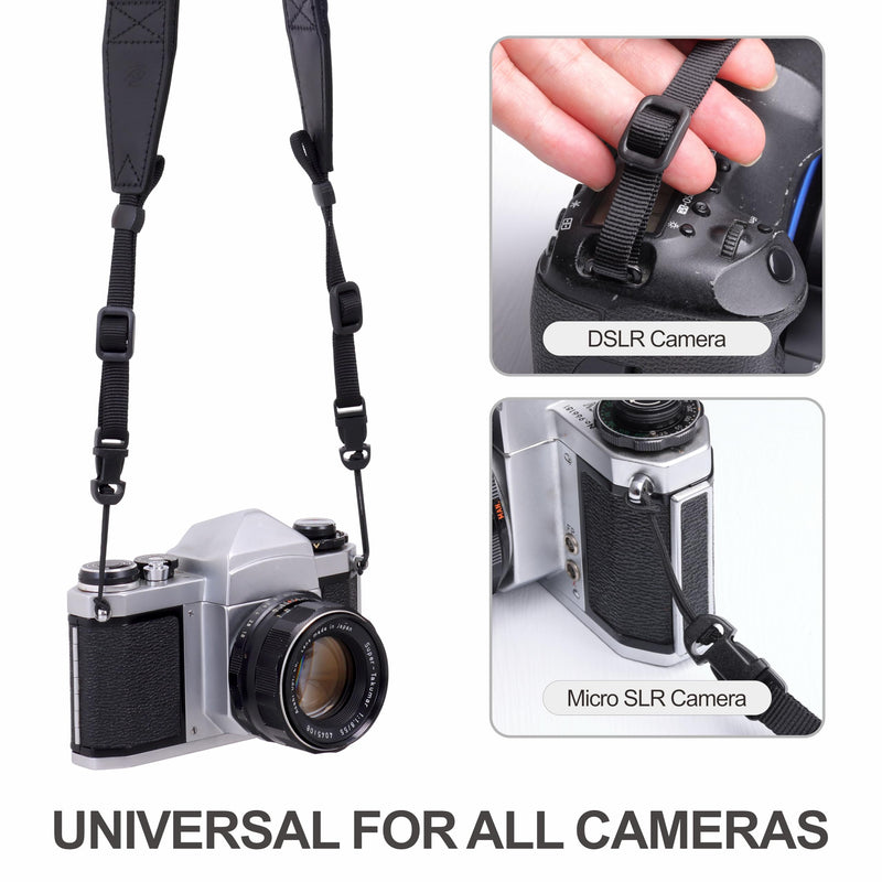 Padwa Lifestyle Adjustable Camera Strap - 2" Wide Top Layer Cowhide Head Camera Straps for Photographers, Vintage Adjustable Neck Shoulder & Crossbody Strap Quick Release fits All Cameras-Green Stripe D# - Green Stripe Adjustable 38~66 inch / 2" Wide