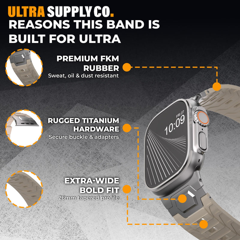 Titan FKM Premium Sport Band for Apple Watch Ultra 3, Ultra 2 & Ultra 49mm Natural / Starlight