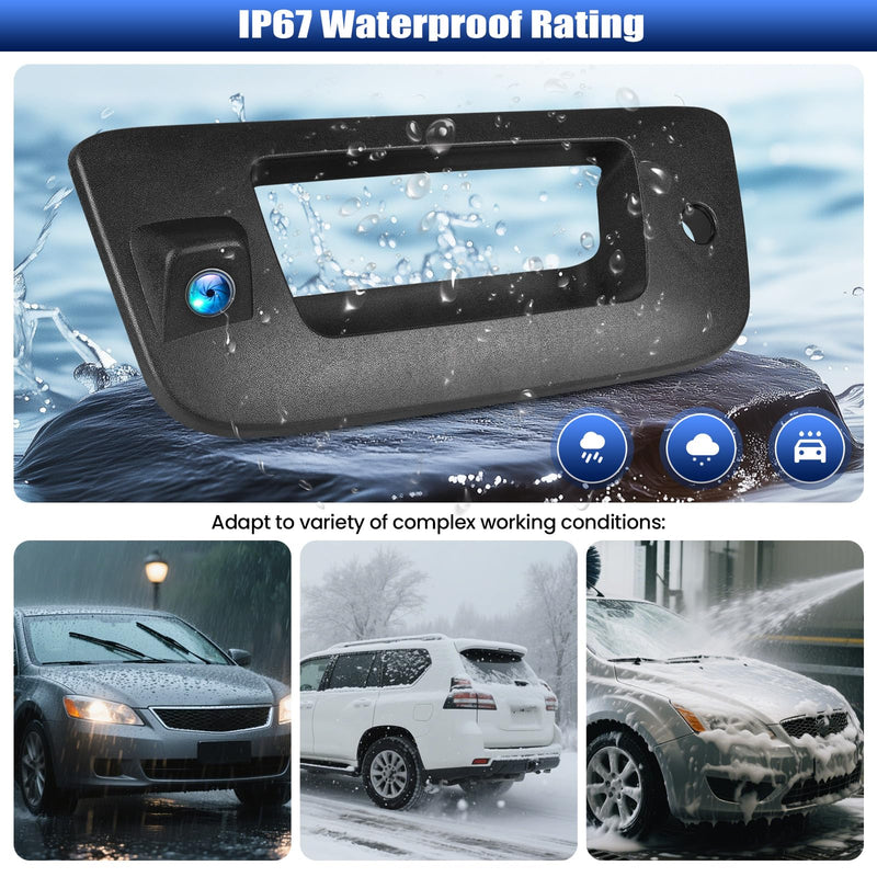 CAMECHO Tailgate Handle Back up Camera for 2007-2014 Chevrolet Chevy Silverado GMC Sierra 1500 2500 3500, IP67 Waterproof IR Night Vision Light Wide Angle AHD/CVBS/PAL Rear View Backup Camera Kit