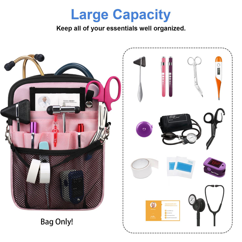BOVKE Nurse Fanny Pack with Medical Gear Pockets, Tape Holder, Medical Bag Nurse Waist Pouch Organizer with Utility Storage for Stethoscopes, Bandage Scissors and Other Emergency Supplies, Pink