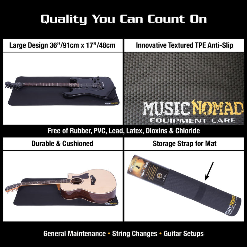 MusicNomad Premium Guitar Work Mat Pad for Repair, String Changing, Setup, Workstation, Bench, 17” x 36” (MN208) 17" x 36"