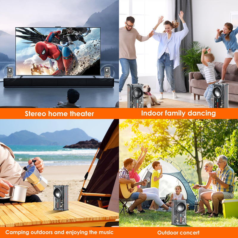 [AUSTRALIA] - Portable Bluetooth Speaker with Lights, Transparent Wireless Mini Bluetooth Speaker with TWS, Perfect Small Speaker HD Sound and Bass for Office, Home, Shower, Room, Bike, Car (Black) Black 