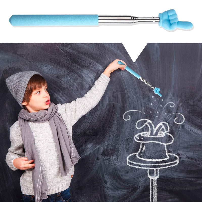 [AUSTRALIA] - PAGOW Retractable Teacher Pointer Stick, Hand Pointer Stick, Student Finger Pointing Stick, Extendable School Supplies for Reading, Classroom (Light Blue, Finger) Finger1, Light Blue 