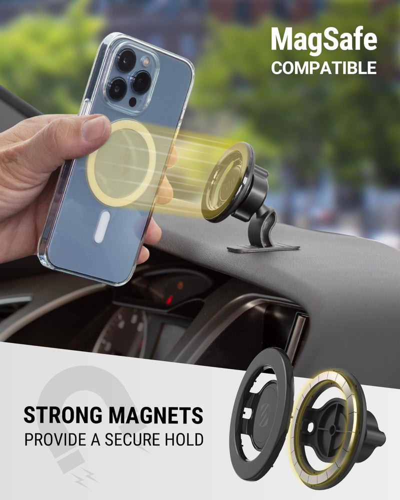 Scosche MagicMount SMSDV MagSafe Dashboard/Vent Car Mount, Magnetic Cell Phone Holder, Phone Stand for Dash/Vent Compatible with iPhone 16/15/14/13/12/Pro/Max/Plus/Mini/MagSafe Case, Pack of 2 Dash / Vent 2 Pack Black