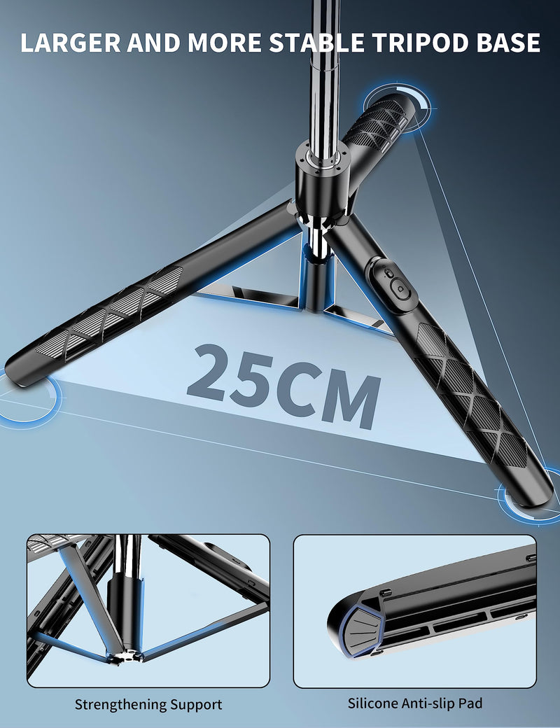 71" Phone Tripod & Selfie Stick, All in One Extendable Cell Phone Tripod with Wireless Remote, Tripod Stand for iPhone & Travel Tripod 360° Rotation Compatible with iPhone Android Phone, Camera Black