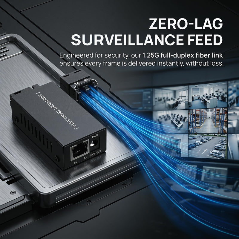Gigabit Fiber Optical Media Converter Network Transceiver 100/1000Mbps | MINI; 1.25G; Auto-Negotiation, Single-mode; 20Km Transmission; SC/UPC,SC/APC to RJ45; US Power Adapter