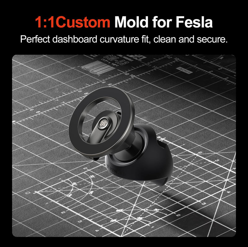 YONZEE Magnetic Phone Mount Compatible with 2025-2026 Model Y Juniper and 2024-2026 Tesla Model 3 Highland, Dashboard Ball Joint Base, Strong Magnetic Holder Ring, 360° Rotation Model Y(2025-2026)/Model 3(2024-2026)