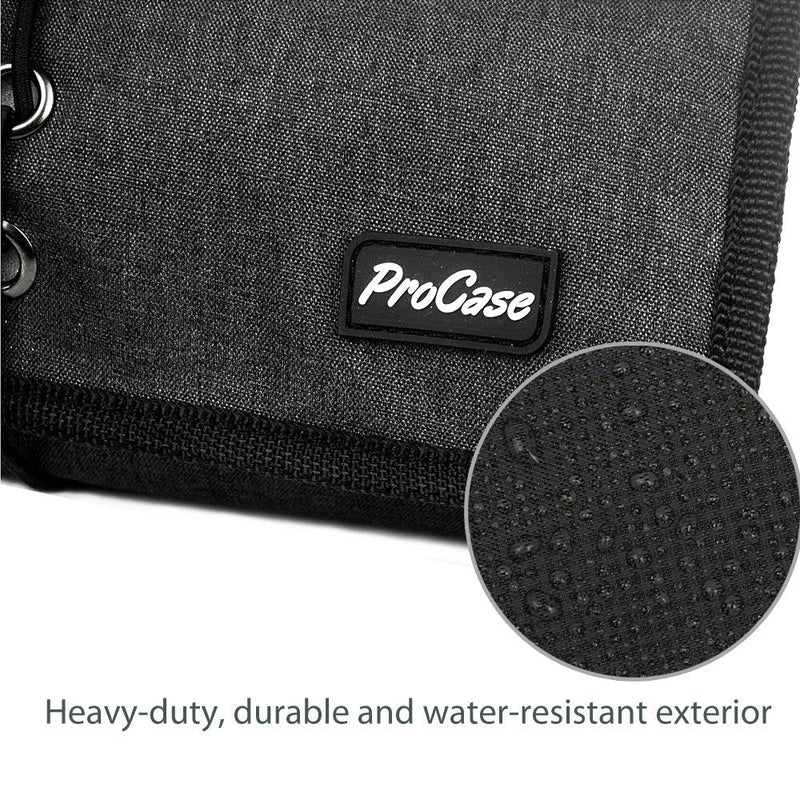 ProCase Electronic Organizer Cord Pouch, Travel Cable Charger Phone Accessories Bag Organizer Roll up Tech Carrying Case for USB Cables SD Memory Cards Earphone Flash Hard Drive –Black Black