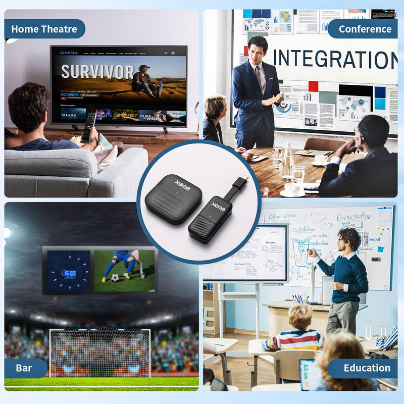 4K Wireless HDMI Display Dongle Adapter, Wireless Transmitter, Streaming Media Video/Audio/File HDMI Extender from Laptop, PC, Smartphone to HDTV Projector Monitor (Dual-Ended) dual-ended