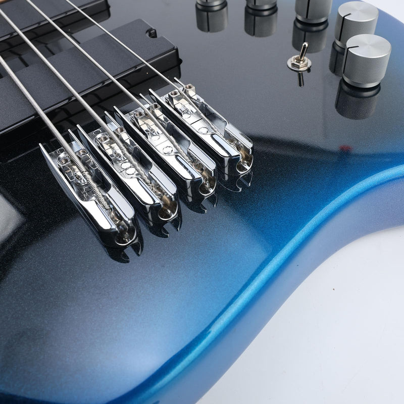 Bass Guitar Bridge with Zinc ALloy Saddle Base Individual Single String Fixed Bridge for 4 String Electric Bass Replacement Parts（Chrome） 4PCS Chrome
