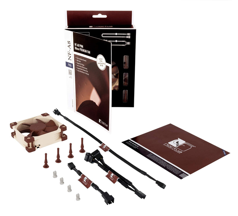 Noctua NF-A8 PWM, Premium Quiet Fan, 4-Pin (80mm, Brown) 80x80x25mm