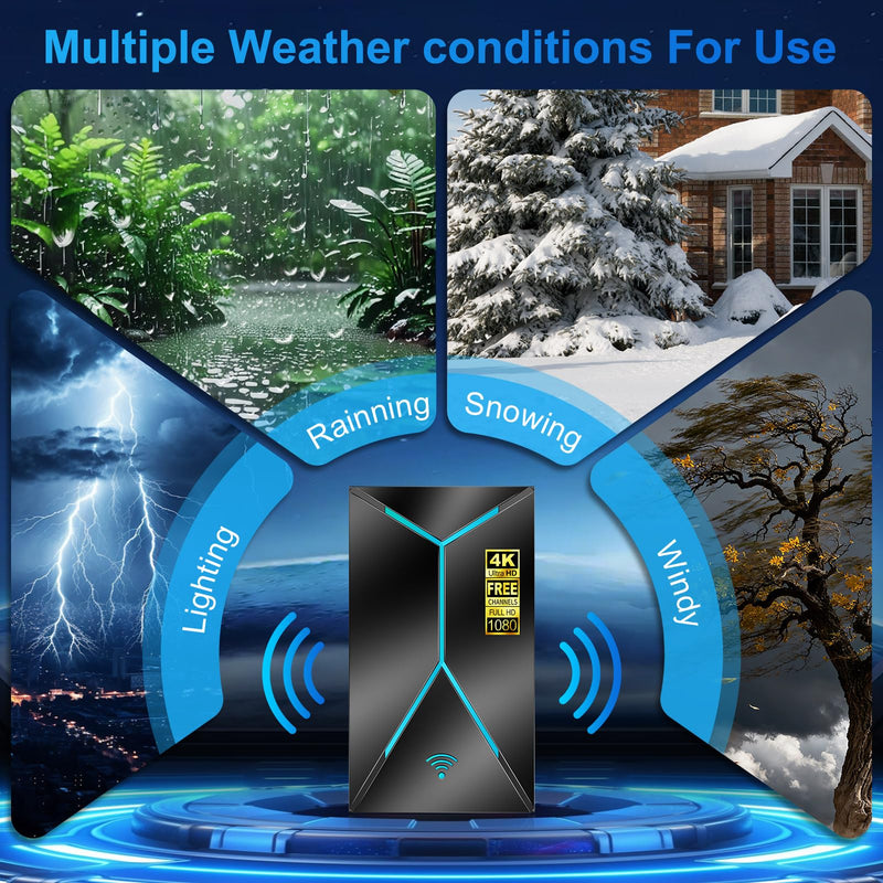 [AUSTRALIA] - 2026 Upgraded TV Antenna Indoor Outdoor, 3200+ Miles Long Range Digital HDTV Antenna with Signal Amplifier Booster, 26FT Coaxial Cable for Local Channels, Supports 4K 8K 1080p for Smart & Older TVs 