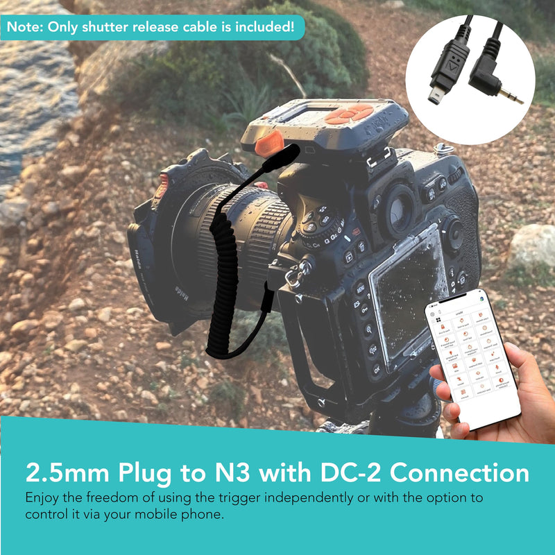 [AUSTRALIA] - Foto&Tech 2.5mm N3 Remote Control Shutter Release Cable Cord Compatible with Miops Trigger & Nikon Z8 Z6 III D780 Z6 Z7 D7500 D750 D5600 D5500 D7200 D7100 D5200 D5100 D5000 D3300, COOLPIX P1000 