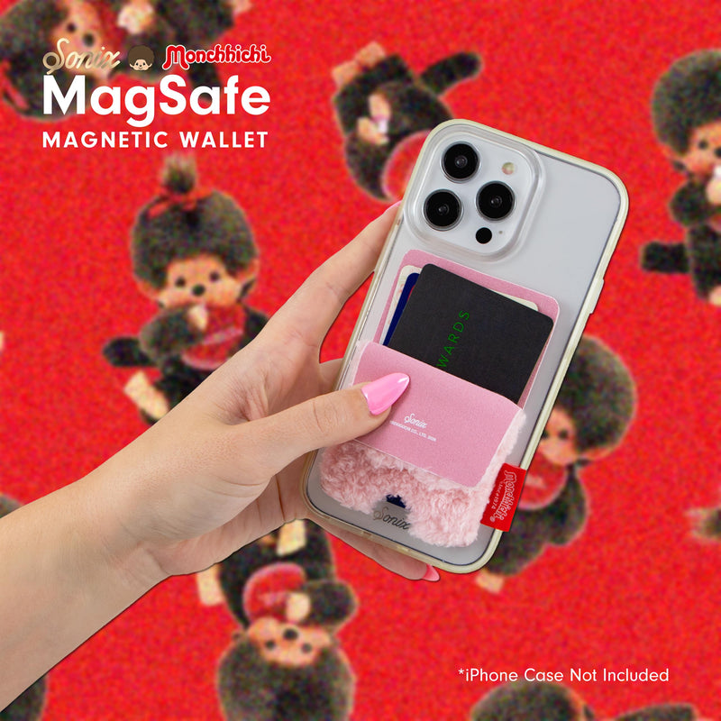 Sonix x Monchhichi Plush Magnetic Phone Wallet | Cute Fuzzy Phone Card Holder Compatible with MagSafe Phones and Cases | Chimutan
