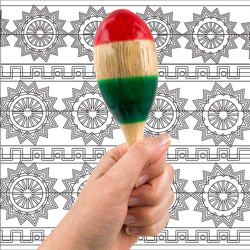 Needzo Maracas Musical Instrument, Large Wooden Tri-Colored with Palm Tree Silhouette, Latin Percussion, for Adults, Set of 2, 12 Inches