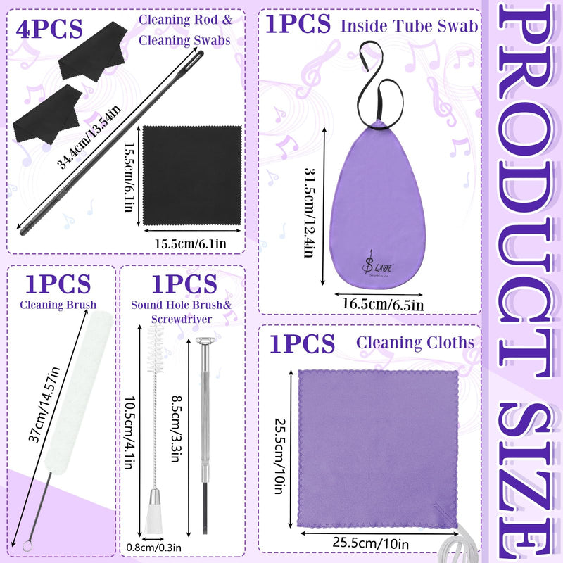 [AUSTRALIA] - 40 Pcs Flute Cleaning Kit Flute Accessories All in 1 Flute Cleaner Kit Maintenance Kit Care Kit with Flute Cleaning Brush Flute Cleaning Rod Flute Swab Flute Plugs Thumb Rest Cushion (Purple) Purple 