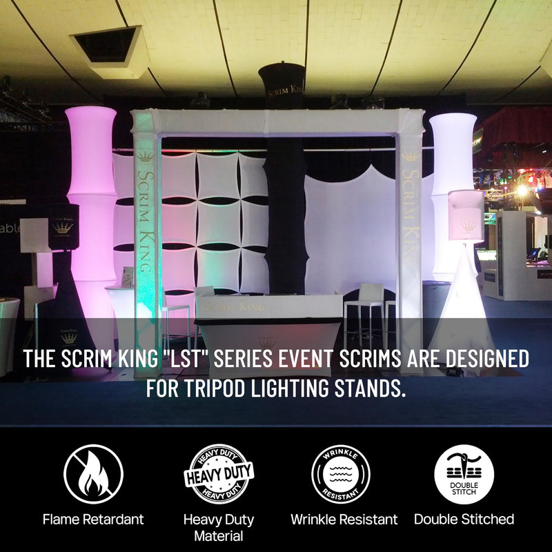 Tripod Lighting Stand Scrim with Open Back & Free Carry Bag for Event Lighting Outdoor, Concerts & Indoor Party Lights - Two-Sided, Heavy Duty, Flame Retardant & Wrinkle Free - White