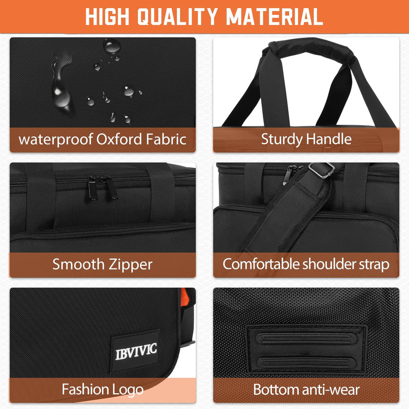 DJ Cable File Bag with 6 Detachable Dividers Gig Cable Bag for Cords,DJ Gear,Sound Instrument and Accessories 12"x8"x8" Black Orange 12Lx 8Wx 8H inch