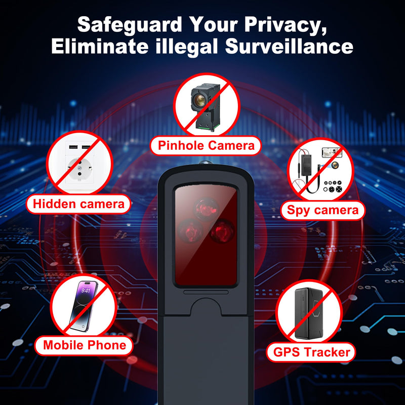 [AUSTRALIA] - ZHENHAN Hidden Camera & Bug Detector – Portable Anti-Spy Device for GPS Trackers, Wireless Bugs | Travel, Home, Office Security (Black) Black 